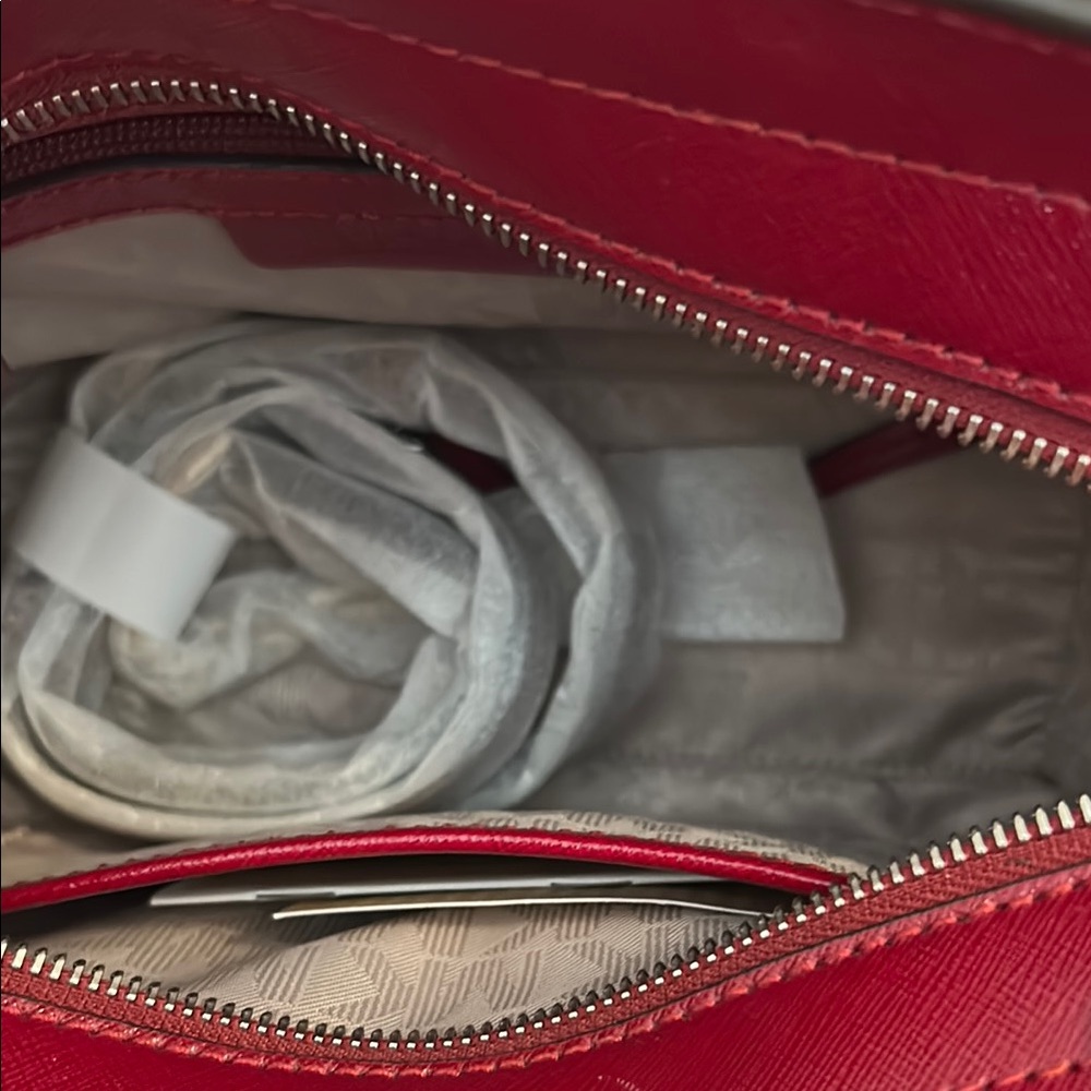Nwot Michael Kors Ruby Red Structured Crossbody S… - image 4